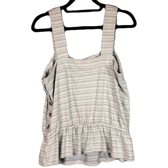 LUCKY BRAND Button Up Stripe Peplum Tank - Picture 4 of 5